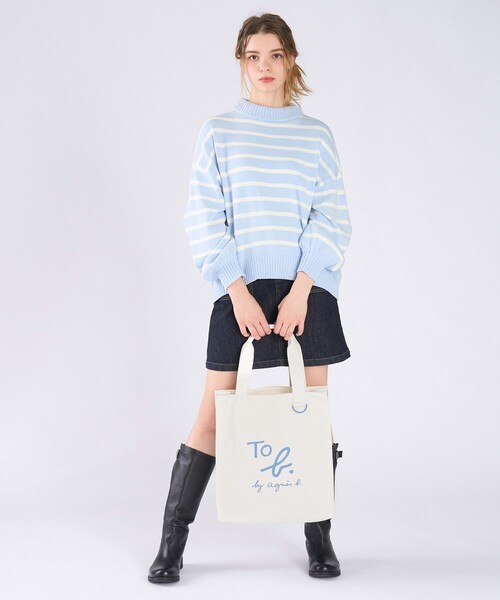 To b. by agnes b.(トゥービーバイアニエスベー)の「コットン ロゴ トートバッグ(トートバッグ・レディース・ホワイト系その他・FREE)」の2枚目の写真