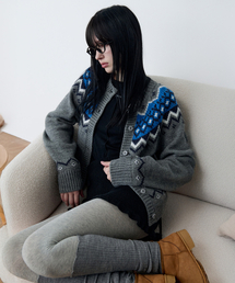 COWICHAN JACQUARD KNIT CARDIGAN GRAY
