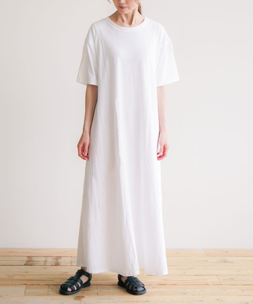 SOLAMONAT(ソラモナ)の「サラリト天竺 五分袖マキシワンピース(ワンピース・レディース・ホワイト/ブラック・S/L/M)」の19枚目の写真