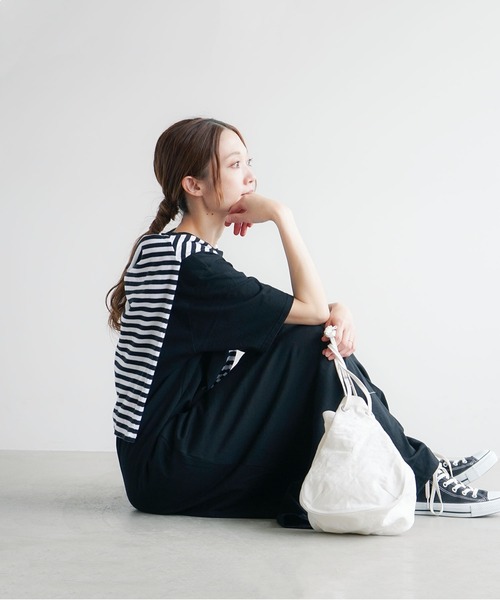 SOLAMONAT(ソラモナ)の「サラリト天竺 五分袖マキシワンピース(ワンピース・レディース・ホワイト/ブラック・S/L/M)」の13枚目の写真