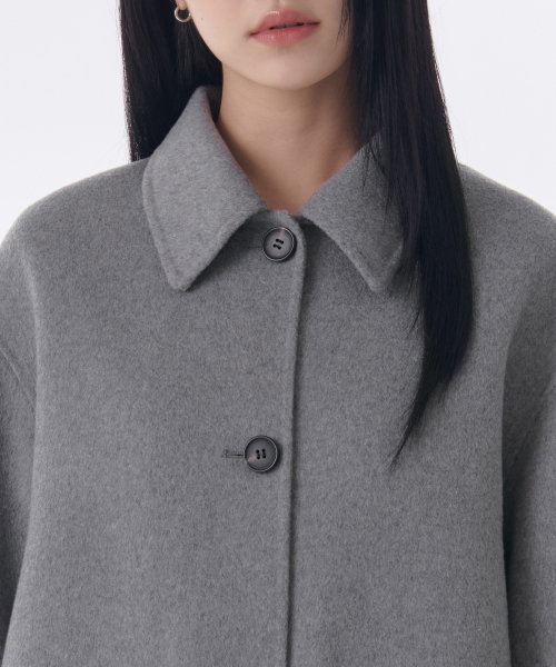 MUSINSA STANDARD WOMAN（ムシンサスタンダードウーマン）の「ウィメンズカシミヤブレンドハンドメイドショートマックコート[ミディアムグレー]（チェスターコート・レディース・その他・LARGE/MEDIUM/SMALL/X-SMALL）」の3枚目の写真
