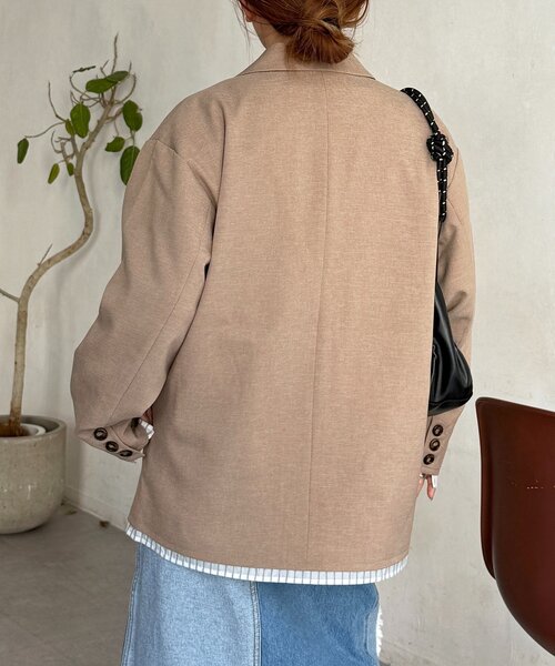 CPCM（シーピーシーエム）の「フェイクレイヤードテーラードジャケット（テーラードジャケット・レディース・ベージュ系その他/ベージュ/ネイビー・FREE）」の5枚目の写真