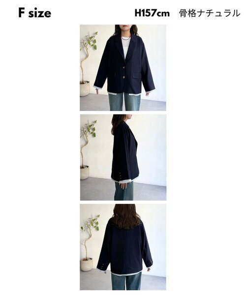 CPCM（シーピーシーエム）の「フェイクレイヤードテーラードジャケット（テーラードジャケット・レディース・ベージュ系その他/ベージュ/ネイビー・FREE）」の10枚目の写真