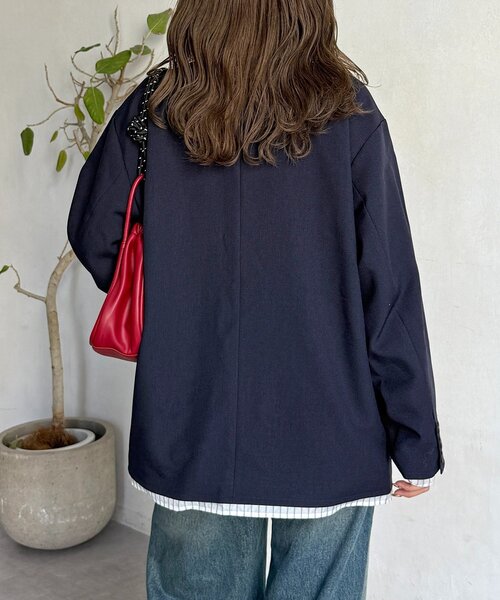 CPCM（シーピーシーエム）の「フェイクレイヤードテーラードジャケット（テーラードジャケット・レディース・ベージュ系その他/ベージュ/ネイビー・FREE）」の14枚目の写真