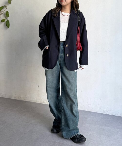 CPCM（シーピーシーエム）の「フェイクレイヤードテーラードジャケット（テーラードジャケット・レディース・ベージュ系その他/ベージュ/ネイビー・FREE）」の17枚目の写真