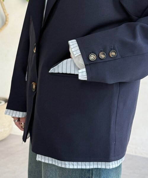 CPCM（シーピーシーエム）の「フェイクレイヤードテーラードジャケット（テーラードジャケット・レディース・ベージュ系その他/ベージュ/ネイビー・FREE）」の20枚目の写真