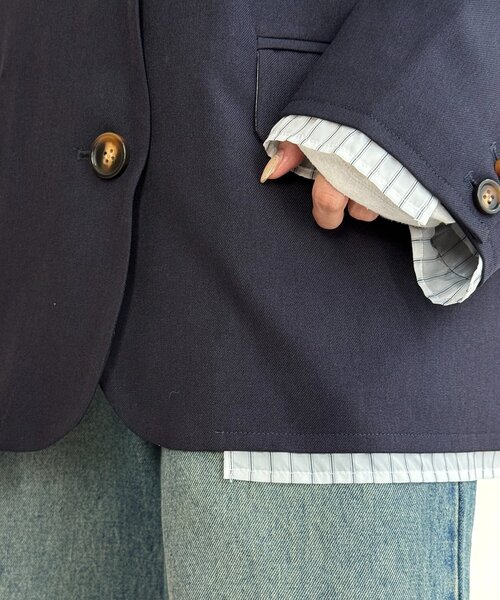 CPCM（シーピーシーエム）の「フェイクレイヤードテーラードジャケット（テーラードジャケット・レディース・ベージュ系その他/ベージュ/ネイビー・FREE）」の21枚目の写真