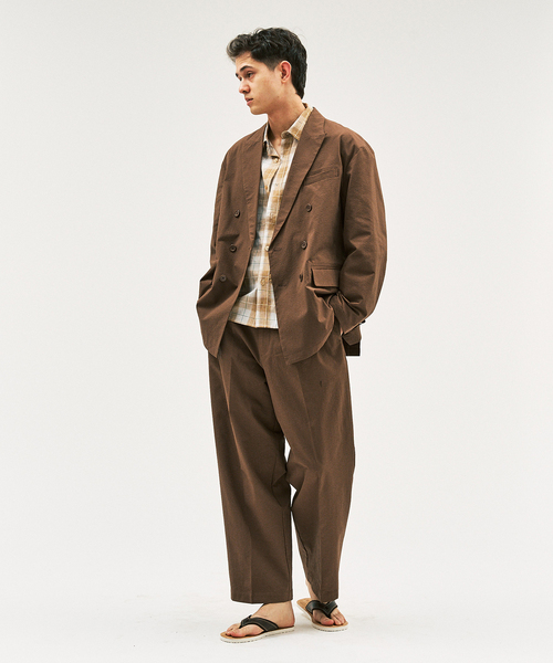 417 EDIFICE(フォーワンセブンエディフィス)の「Pサッカーダブルワイドセットアップ ”ジャケット1点+パンツ1点” の2点セット(セットアップ・メンズ・ブラック/ブラウン系その他/チャコールグレー・X-SMALL/SMALL/MEDIUM/LARGE)」の3枚目の写真