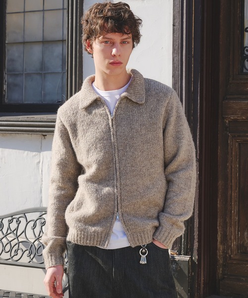 Regen Glanz(レーゲングランツ)の「Brushed mix color zip knit / ブラッシュドミックスカラージップジャケット(カーディガン/ボレロ・メンズ・ブルー/ベージュ・LARGE/MEDIUM/SMALL)」の6枚目の写真