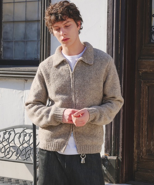 Regen Glanz(レーゲングランツ)の「Brushed mix color zip knit / ブラッシュドミックスカラージップジャケット(カーディガン/ボレロ・メンズ・ブルー/ベージュ・LARGE/MEDIUM/SMALL)」の7枚目の写真