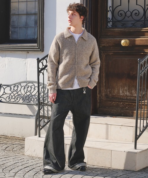 Regen Glanz(レーゲングランツ)の「Brushed mix color zip knit / ブラッシュドミックスカラージップジャケット(カーディガン/ボレロ・メンズ・ブルー/ベージュ・LARGE/MEDIUM/SMALL)」の9枚目の写真