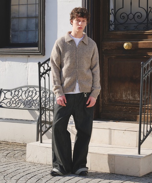 Regen Glanz(レーゲングランツ)の「Brushed mix color zip knit / ブラッシュドミックスカラージップジャケット(カーディガン/ボレロ・メンズ・ブルー/ベージュ・LARGE/MEDIUM/SMALL)」の8枚目の写真