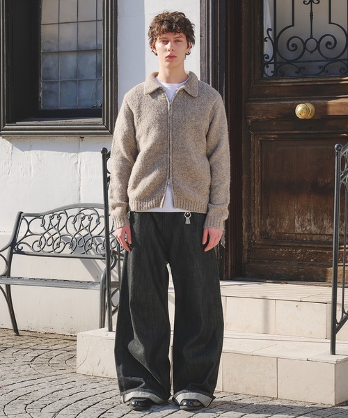 Regen Glanz(レーゲングランツ)の「Brushed mix color zip knit / ブラッシュドミックスカラージップジャケット(カーディガン/ボレロ・メンズ・ブルー/ベージュ・LARGE/MEDIUM/SMALL)」の10枚目の写真