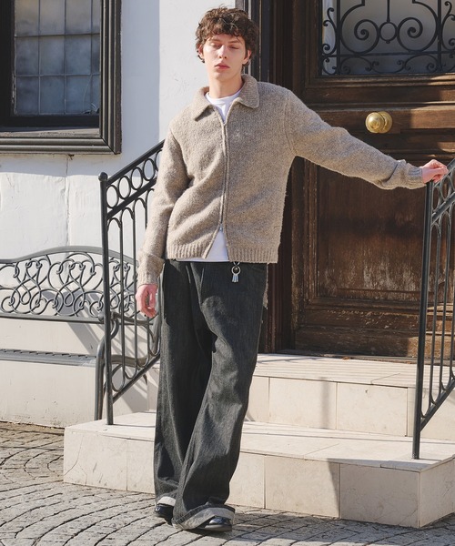 Regen Glanz(レーゲングランツ)の「Brushed mix color zip knit / ブラッシュドミックスカラージップジャケット(カーディガン/ボレロ・メンズ・ブルー/ベージュ・LARGE/MEDIUM/SMALL)」の12枚目の写真