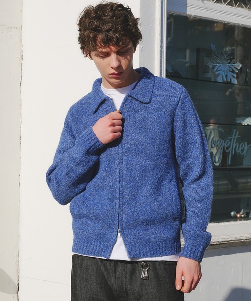 Regen Glanz(レーゲングランツ)の「Brushed mix color zip knit / ブラッシュドミックスカラージップジャケット(カーディガン/ボレロ・メンズ・ブルー/ベージュ・LARGE/MEDIUM/SMALL)」の17枚目の写真