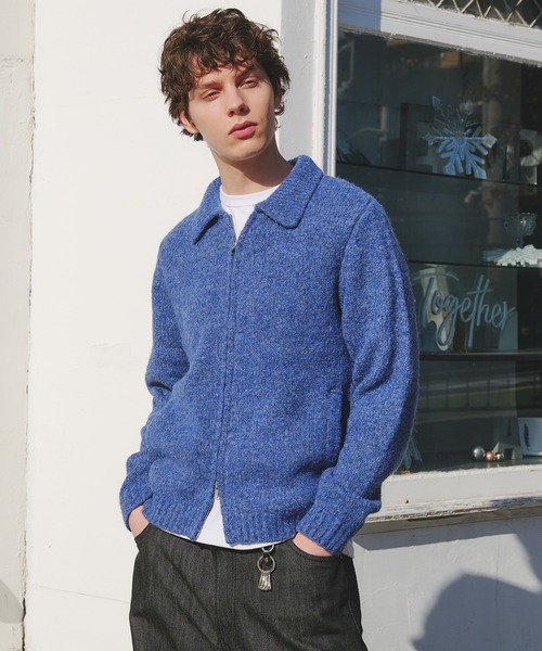 Regen Glanz(レーゲングランツ)の「Brushed mix color zip knit / ブラッシュドミックスカラージップジャケット(カーディガン/ボレロ・メンズ・ブルー/ベージュ・LARGE/MEDIUM/SMALL)」の15枚目の写真