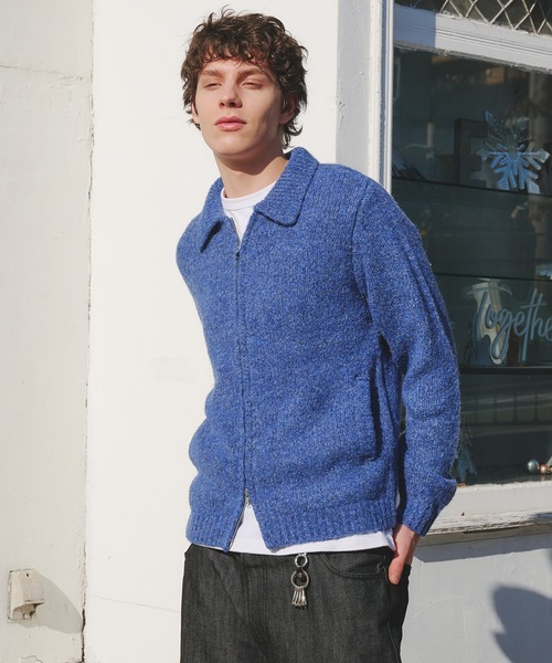 Regen Glanz(レーゲングランツ)の「Brushed mix color zip knit / ブラッシュドミックスカラージップジャケット(カーディガン/ボレロ・メンズ・ブルー/ベージュ・LARGE/MEDIUM/SMALL)」の18枚目の写真