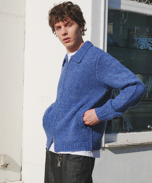 Regen Glanz(レーゲングランツ)の「Brushed mix color zip knit / ブラッシュドミックスカラージップジャケット(カーディガン/ボレロ・メンズ・ブルー/ベージュ・LARGE/MEDIUM/SMALL)」の16枚目の写真