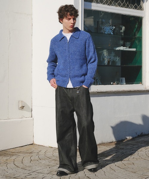 Regen Glanz(レーゲングランツ)の「Brushed mix color zip knit / ブラッシュドミックスカラージップジャケット(カーディガン/ボレロ・メンズ・ブルー/ベージュ・LARGE/MEDIUM/SMALL)」の19枚目の写真