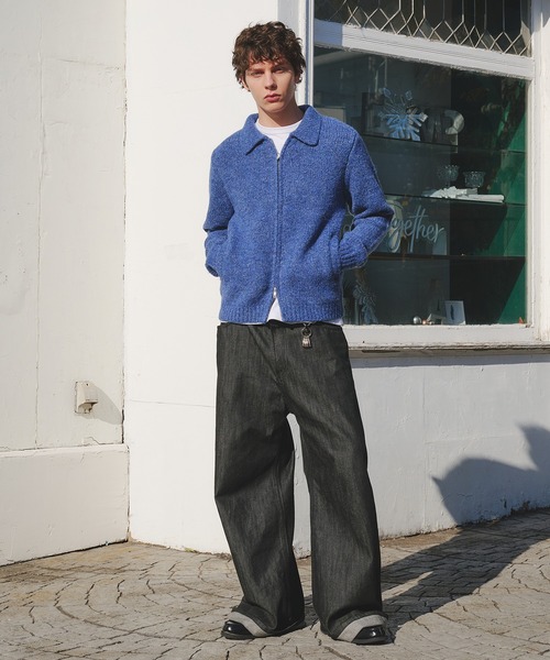 Regen Glanz(レーゲングランツ)の「Brushed mix color zip knit / ブラッシュドミックスカラージップジャケット(カーディガン/ボレロ・メンズ・ブルー/ベージュ・LARGE/MEDIUM/SMALL)」の20枚目の写真