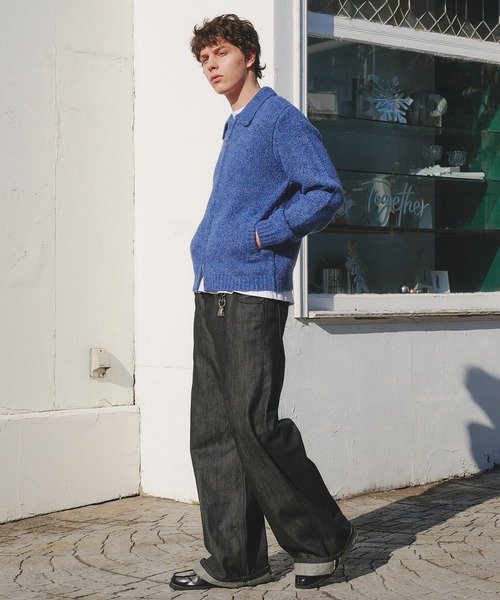 Regen Glanz(レーゲングランツ)の「Brushed mix color zip knit / ブラッシュドミックスカラージップジャケット(カーディガン/ボレロ・メンズ・ブルー/ベージュ・LARGE/MEDIUM/SMALL)」の21枚目の写真