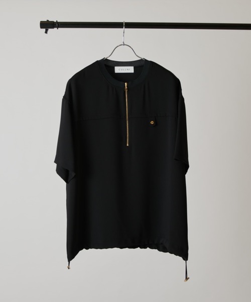 CULLNI exclusive for Lui's】ハーフジップバイカラークルーネックT