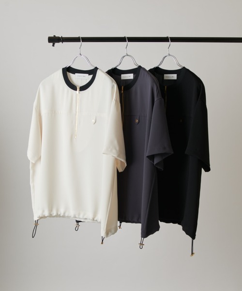 CULLNI(クルニ)の「【CULLNI exclusive for Lui's】ハーフジップバイカラークルーネックTシャツ(Tシャツ/カットソー・メンズ・ブラック/チャコールグレー/オフホワイト・2/1)」の4枚目の写真