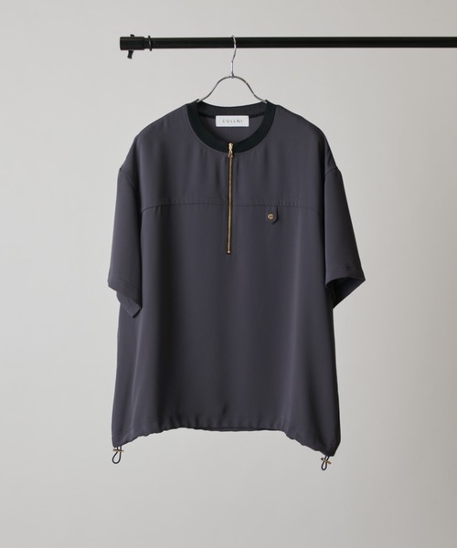 CULLNI exclusive for Lui's】ハーフジップバイカラークルーネックT