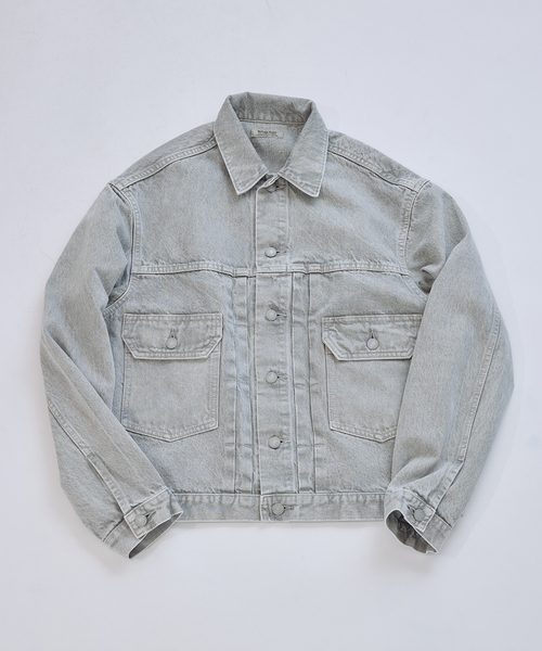 JOURNAL STANDARD relume（ジャーナルスタンダード　レリューム）の「＜Relume Jeans＞ コーンデニム カツラギ トラッカージャケット（デニムジャケット・メンズ・ナチュラル/ブラックミックス/ライトパープル・MEDIUM/LARGE）」の2枚目の写真