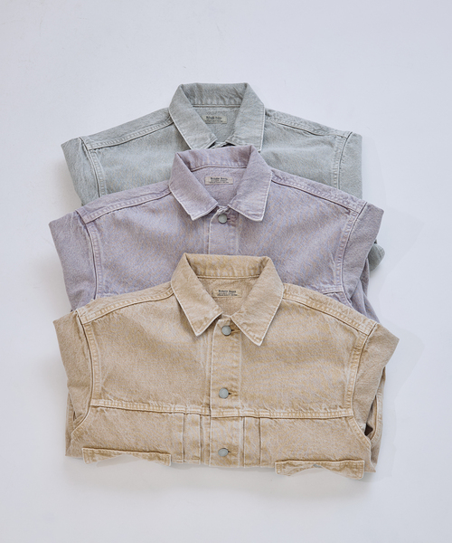 JOURNAL STANDARD relume（ジャーナルスタンダード　レリューム）の「＜Relume Jeans＞ コーンデニム カツラギ トラッカージャケット（デニムジャケット・メンズ・ナチュラル/ブラックミックス/ライトパープル・MEDIUM/LARGE）」の11枚目の写真