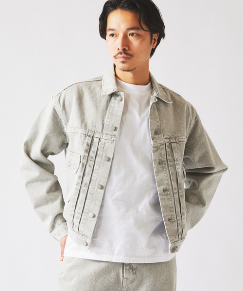 JOURNAL STANDARD relume（ジャーナルスタンダード　レリューム）の「＜Relume Jeans＞ コーンデニム カツラギ トラッカージャケット（デニムジャケット・メンズ・ナチュラル/ブラックミックス/ライトパープル・MEDIUM/LARGE）」の17枚目の写真