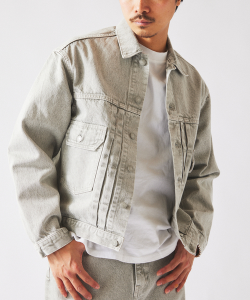 JOURNAL STANDARD relume（ジャーナルスタンダード　レリューム）の「＜Relume Jeans＞ コーンデニム カツラギ トラッカージャケット（デニムジャケット・メンズ・ナチュラル/ブラックミックス/ライトパープル・MEDIUM/LARGE）」の18枚目の写真