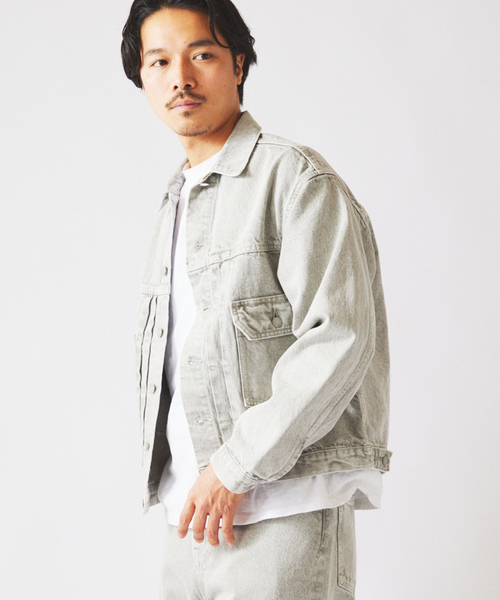JOURNAL STANDARD relume（ジャーナルスタンダード　レリューム）の「＜Relume Jeans＞ コーンデニム カツラギ トラッカージャケット（デニムジャケット・メンズ・ナチュラル/ブラックミックス/ライトパープル・MEDIUM/LARGE）」の19枚目の写真