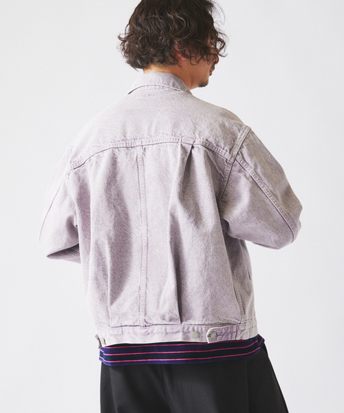 JOURNAL STANDARD relume（ジャーナルスタンダード　レリューム）の「＜Relume Jeans＞ コーンデニム カツラギ トラッカージャケット（デニムジャケット・メンズ・ナチュラル/ブラックミックス/ライトパープル・MEDIUM/LARGE）」の5枚目の写真