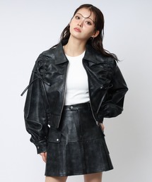 SPIRALGIRL | 合皮ギャザーショートジャケット(ブルゾン)