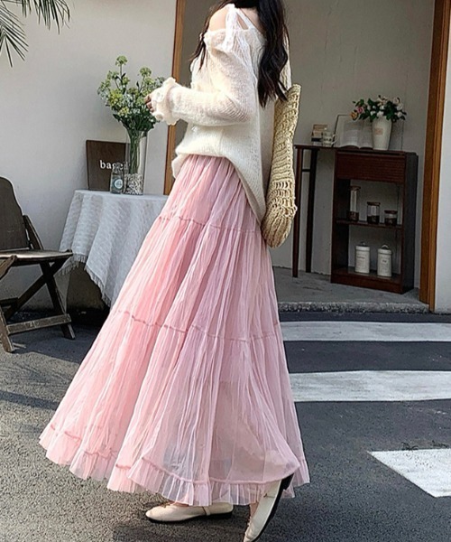 裾フリルティアードチュールスカート（スカート）｜emi+（エミプラス