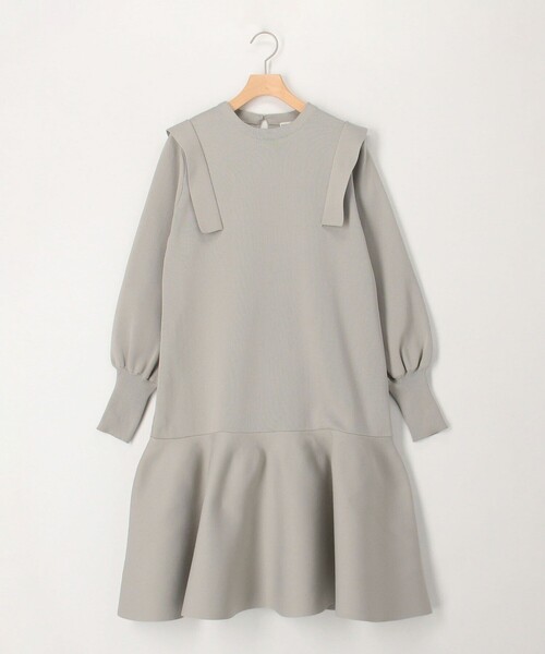 MICO COULIER（ミコクリエ）の「ミラノリブ　デザインワンピース（ワンピース・レディース・ネイビー/グレイッシュベージュ・38）」の14枚目の写真