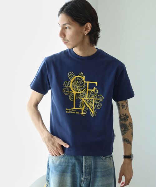 FFEIN(フェイン)の「【FFEIN(フェイン)】フラワー刺繍ロゴショート丈Tシャツ / Tシャツ クルーネック 半袖 刺繍 花柄 【短丈】(Tシャツ/カットソー・メンズ・ホワイト/ブラック/ネイビー・LARGE/MEDIUM/SMALL)」の12枚目の写真