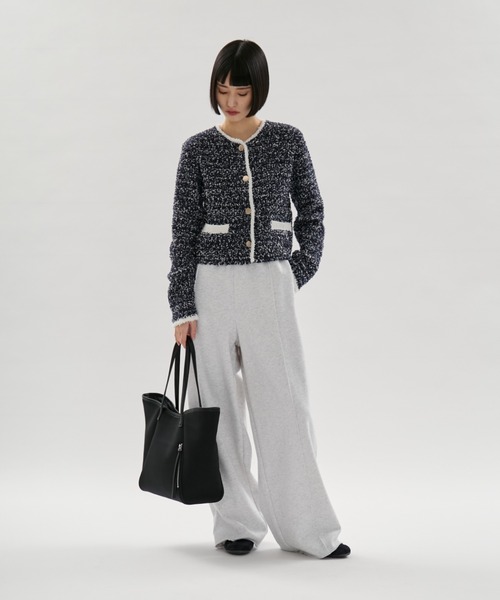 emmi（エミ）の「スウェットワイドパンツ【セットアップ対応】（スウェットパンツ・レディース・ライトグレー/チャコールグレー・0/1）」の6枚目の写真