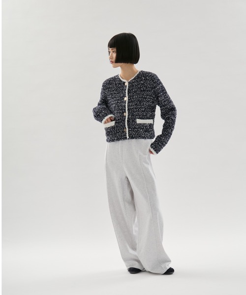 emmi（エミ）の「スウェットワイドパンツ【セットアップ対応】（スウェットパンツ・レディース・ライトグレー/チャコールグレー・0/1）」の7枚目の写真