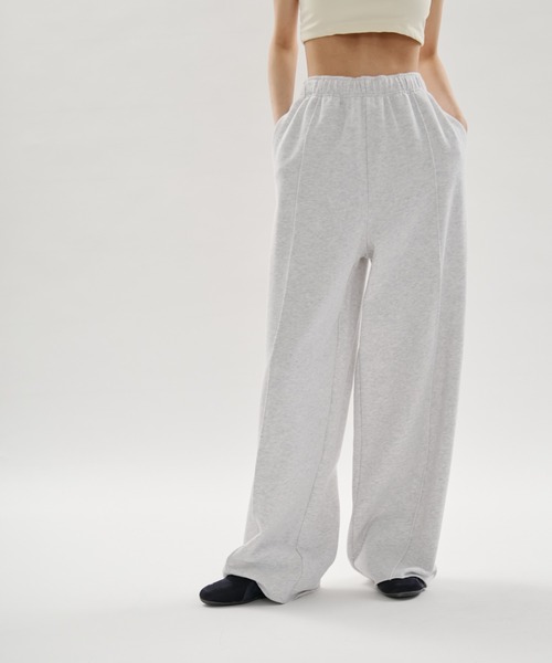 emmi（エミ）の「スウェットワイドパンツ【セットアップ対応】（スウェットパンツ・レディース・ライトグレー/チャコールグレー・0/1）」の9枚目の写真