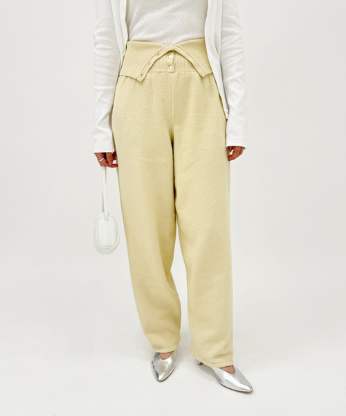 EDIT. FOR LULU（エディットフォールル）の「ウエストボタン ニットパンツ（スラックス・レディース・アイボリー・FREE）」の2枚目の写真