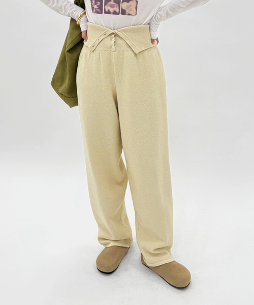 EDIT. FOR LULU（エディットフォールル）の「ウエストボタン ニットパンツ（スラックス・レディース・アイボリー・FREE）」の6枚目の写真