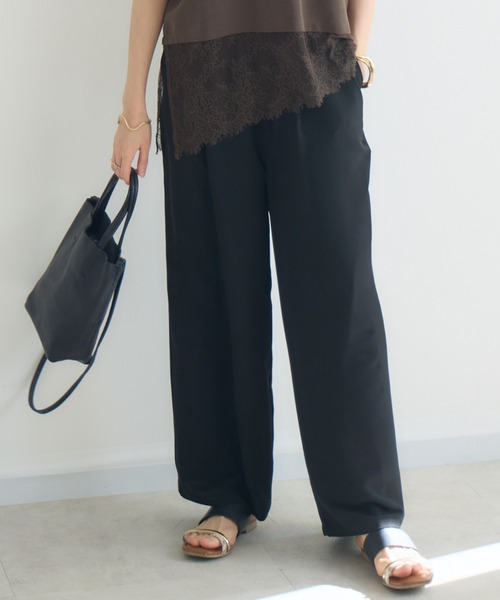 KATHARINE ROSS(キャサリンロス)の「【KATHARINE ROSS】【接触冷感/UV/通気性】ウォッシャブルイージーストレートパンツ(その他パンツ・レディース・ブラック・MEDIUM)」の1枚目の写真