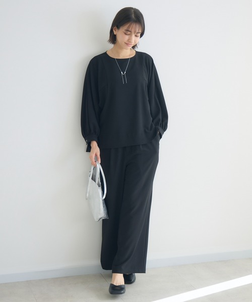 KATHARINE ROSS(キャサリンロス)の「【KATHARINE ROSS】【接触冷感/UV/通気性】ウォッシャブルイージーストレートパンツ(その他パンツ・レディース・ブラック・MEDIUM)」の4枚目の写真