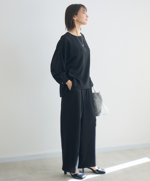 KATHARINE ROSS(キャサリンロス)の「【KATHARINE ROSS】【接触冷感/UV/通気性】ウォッシャブルイージーストレートパンツ(その他パンツ・レディース・ブラック・MEDIUM)」の5枚目の写真