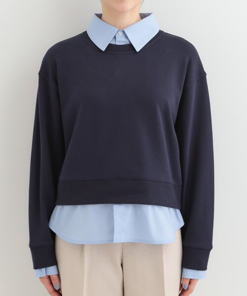 SHOO・LA・RUE(シューラルー)の「【洗濯機可】1枚でサマ見え シャツレイヤード風 スウェット(スウェット・レディース・ネイビー/ライトグレー/オフホワイト/チャコールグレー・01/02/03/04)」の18枚目の写真