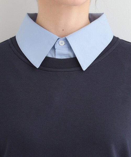 SHOO・LA・RUE(シューラルー)の「【洗濯機可】1枚でサマ見え シャツレイヤード風 スウェット(スウェット・レディース・ネイビー/ライトグレー/オフホワイト/チャコールグレー・01/02/03/04)」の21枚目の写真