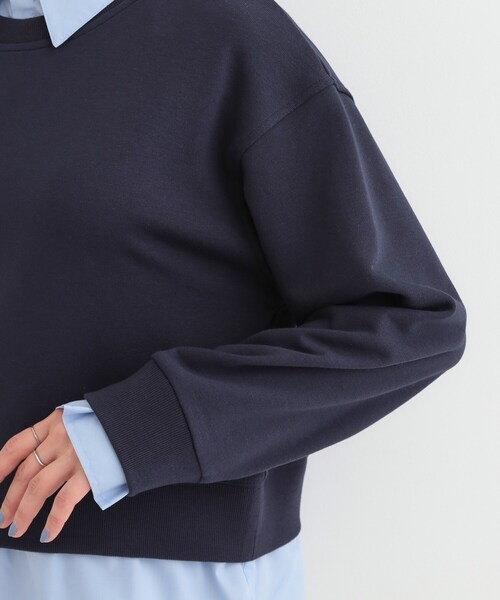SHOO・LA・RUE(シューラルー)の「【洗濯機可】1枚でサマ見え シャツレイヤード風 スウェット(スウェット・レディース・ネイビー/ライトグレー/オフホワイト/チャコールグレー・01/02/03/04)」の22枚目の写真