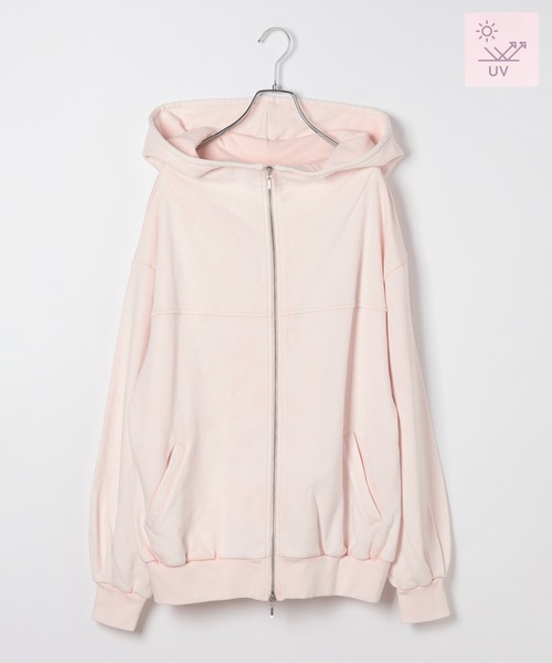 Heather（ヘザー）の「UV裏毛フーディ（ロング丈）　656722（パーカー・レディース・グレー系その他/スミクロ/ピンク・FREE）」の3枚目の写真